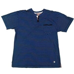 Ocean Current Men's Blue Black Striped Shirt - Size XXL
